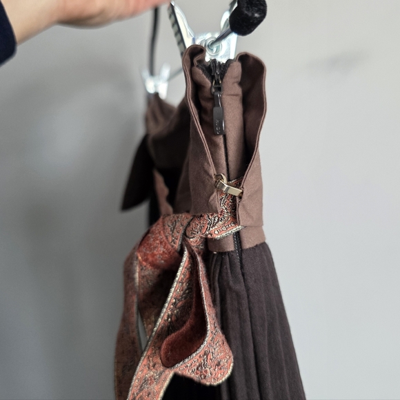 HUGO Hugo Boss Roxana Pleated Midi Skirt Brown Wrap Tie Waist Size US 4 - Picture 5 of 12